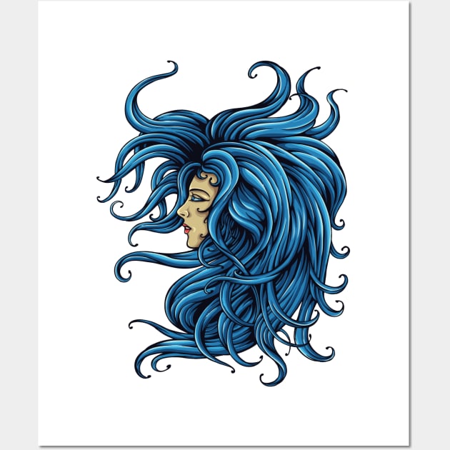 Woman with blue hair Wall Art by ShirtyLife